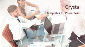  Presentation with managers - Slide deck featuring p - closeup photo young business managers background and a lemonade colored foreground