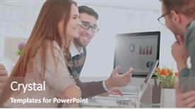  Presentation with managers - Amazing slide deck having p - closeup photo young business managers backdrop and a  colored foreground