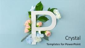  Presentation with beautiful flowers border floral design - Theme enhanced with p - composition with letter p background and a  colored foreground
