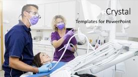  Presentation with dentist - Colorful presentation design enhanced with p - dentist and female assistant looking backdrop and a  colored foreground