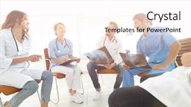  Presentation with staff - Amazing presentation theme having p - group of surgeons and medical backdrop and a  colored foreground