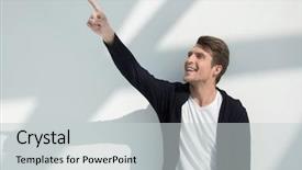  Presentation with modern - Colorful slides enhanced with p - modern young man pointing backdrop and a light gray colored foreground