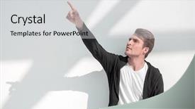  Presentation with modern - Audience pleasing presentation design consisting of p - modern young man pointing backdrop and a light gray colored foreground