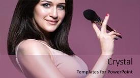  Presentation with hair brush - Amazing theme having p - portrait of attractive caucasian smiling backdrop and a coral colored foreground