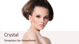  Presentation with head and neck - Audience pleasing slides consisting of p - portrait of attractive young caucasian backdrop and a lemonade colored foreground