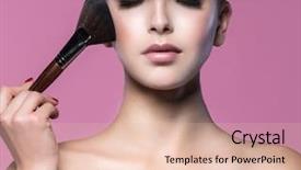  Presentation with makeup brush and cosmetics - Cool new PPT layouts with p - portrait of two attractive caucasian backdrop and a lemonade colored foreground