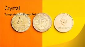  Presentation with litecoin - Presentation theme featuring p2p - bitcoin ethereum and litecoin digital background and a gold colored foreground