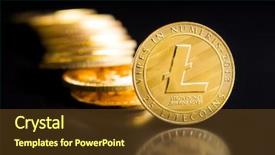  Presentation with cryptocurrency - Amazing PPT theme having p2p - litecoins digital cryptocurrency altcoins backdrop and a tawny brown colored foreground