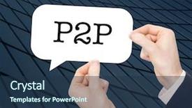  Presentation with fintech p2p lending - Presentation theme enhanced with p2p written in a speechbubble background and a ocean colored foreground
