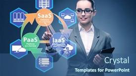  Presentation with saas - Colorful PPT theme enhanced with paas-iaas-saas-concepts backdrop and a ocean colored foreground