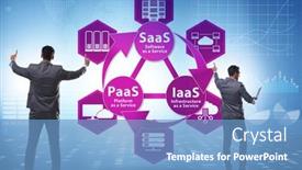  Presentation with saas - Colorful slide deck enhanced with paas-iaas-saas-concepts backdrop and a teal colored foreground