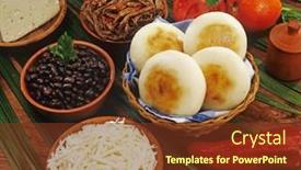  Presentation with food - Theme enhanced with pabellon-criollo-and-arepas background and a tawny brown colored foreground