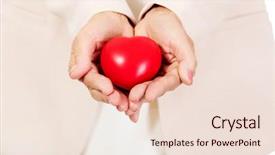  Presentation with heart - Amazing PPT theme having pacemakers - elderly woman holding heart model backdrop and a  colored foreground