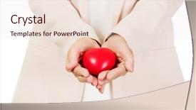  Presentation with elderly - Cool new slides with pacemakers - elderly woman holding heart model backdrop and a lemonade colored foreground