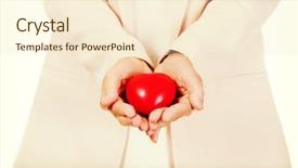  Presentation with elderly holding pills - Audience pleasing presentation theme consisting of pacemakers - elderly woman holding heart model backdrop and a cream colored foreground