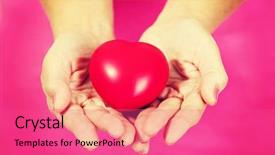  Presentation with anatomy depiction of a human red heart and ecg - Beautiful PPT layouts featuring pacemakers - old woman holding red toy backdrop and a coral colored foreground