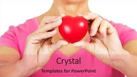  Presentation with toy - Slides with pacemakers - old woman holding red toy background and a coral colored foreground