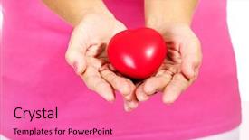  Presentation with toy - Audience pleasing slides consisting of pacemakers - old woman holding red toy backdrop and a coral colored foreground