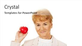  Presentation with elderly holding pills - Audience pleasing presentation theme consisting of pacemakers - smile elderly woman holding heart backdrop and a white colored foreground