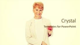  Presentation with elderly holding pills - Presentation theme having pacemakers - smile elderly woman holding heart background and a cream colored foreground
