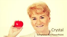  Presentation with elderly holding pills - Amazing presentation theme having pacemakers - smile elderly woman holding heart backdrop and a cream colored foreground