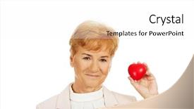  Presentation with elderly holding pills - Audience pleasing PPT layouts consisting of pacemakers - smile elderly woman holding heart backdrop and a white colored foreground