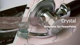  Presentation with stethoscope medication - Presentation design featuring pacemakers - stethoscope and electrocardiogram background and a gray colored foreground