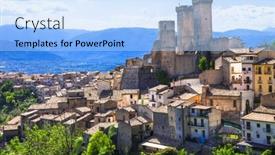  Presentation with medieval - PPT theme having pacentro-impressive-medieval-village background and a light blue colored foreground
