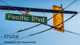  Presentation with highway road sign - Audience pleasing slide deck consisting of pacific blvd road sign vancouver backdrop and a light blue colored foreground