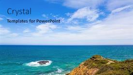  Presentation with beach rocks - Presentation theme featuring pacific-coast-and-sandy-beach background and a  colored foreground