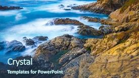  Presentation with rocky ocean coast - PPT theme enhanced with pacific coast cliff hillside ocean background and a ocean colored foreground