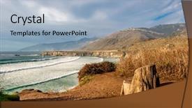  Presentation with pacific education - Slide deck having pacific coast landscape sand dollar background and a light blue colored foreground