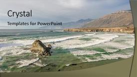  Presentation with pacific - Beautiful theme featuring pacific coast landscape sand dollar backdrop and a light gray colored foreground