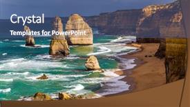  Presentation with light waves - Beautiful presentation theme featuring pacific coast near melbourne backdrop and a ocean colored foreground