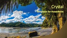  Presentation with pacific island - Beautiful presentation design featuring pacific coast ocean tide backdrop and a  colored foreground