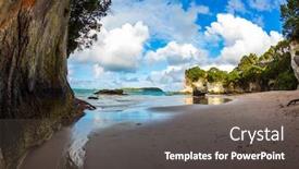  Presentation with tide - Audience pleasing theme consisting of pacific-coast-of-new-zealand backdrop and a dark gray colored foreground