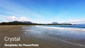  Presentation with pacific island - PPT theme enhanced with pacific coast of vancouver island at sunset low tide exposes the wet sand background and a tawny brown colored foreground
