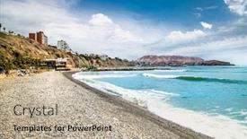  Presentation with stairway - PPT theme consisting of pacific-coast-view-in-sunny background and a mint green colored foreground