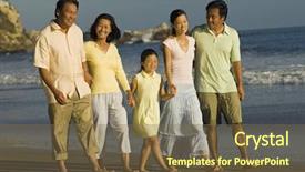  Presentation with walking together - Slide set consisting of pacific island - full length of family background and a tawny brown colored foreground