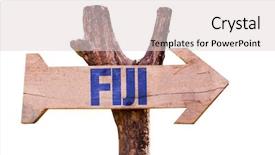  Presentation with wooden - Presentation theme consisting of pacific island culture - fiji wooden sign isolated background and a  colored foreground