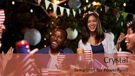  Presentation with 4th july - PPT theme with pacific island culture - friends celebrating 4th of july background and a  colored foreground