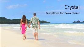  Presentation with honeymoon - Presentation design consisting of pacific island culture - hawaii honeymoon couple of newlyweds background and a light blue colored foreground