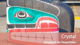  Presentation with canada culture - Theme enhanced with pacific island culture - view of ancient colorful totem background and a coral colored foreground