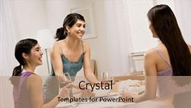  Presentation with dinner party - Presentation theme enhanced with pacific island people - woman serving spaghetti to friends background and a coral colored foreground