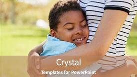  Presentation with mother son flowers - PPT layouts having side view playing - close up of mother hugging background and a coral colored foreground