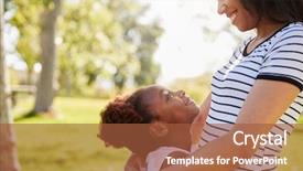  Presentation with newspaper headlines close up - PPT theme featuring entraide - close up of mother hugging background and a red colored foreground