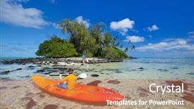  Presentation with tropical fruit and vegetable - Presentation theme consisting of cook islands - happy teenage boy background and a coral colored foreground