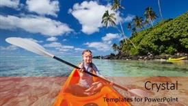  Presentation with water ocean - Amazing slide deck having cook islands - little girl enjoying paddling backdrop and a red colored foreground