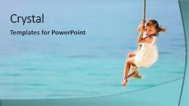  Presentation with fun - PPT theme with cook islands - little girl having fun swinging background and a light blue colored foreground