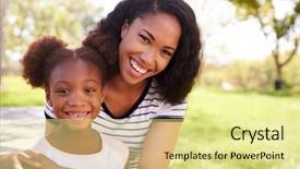  Presentation with pacific island - Slide set featuring pacific island people - portrait of smiling mother background and a blonde colored foreground